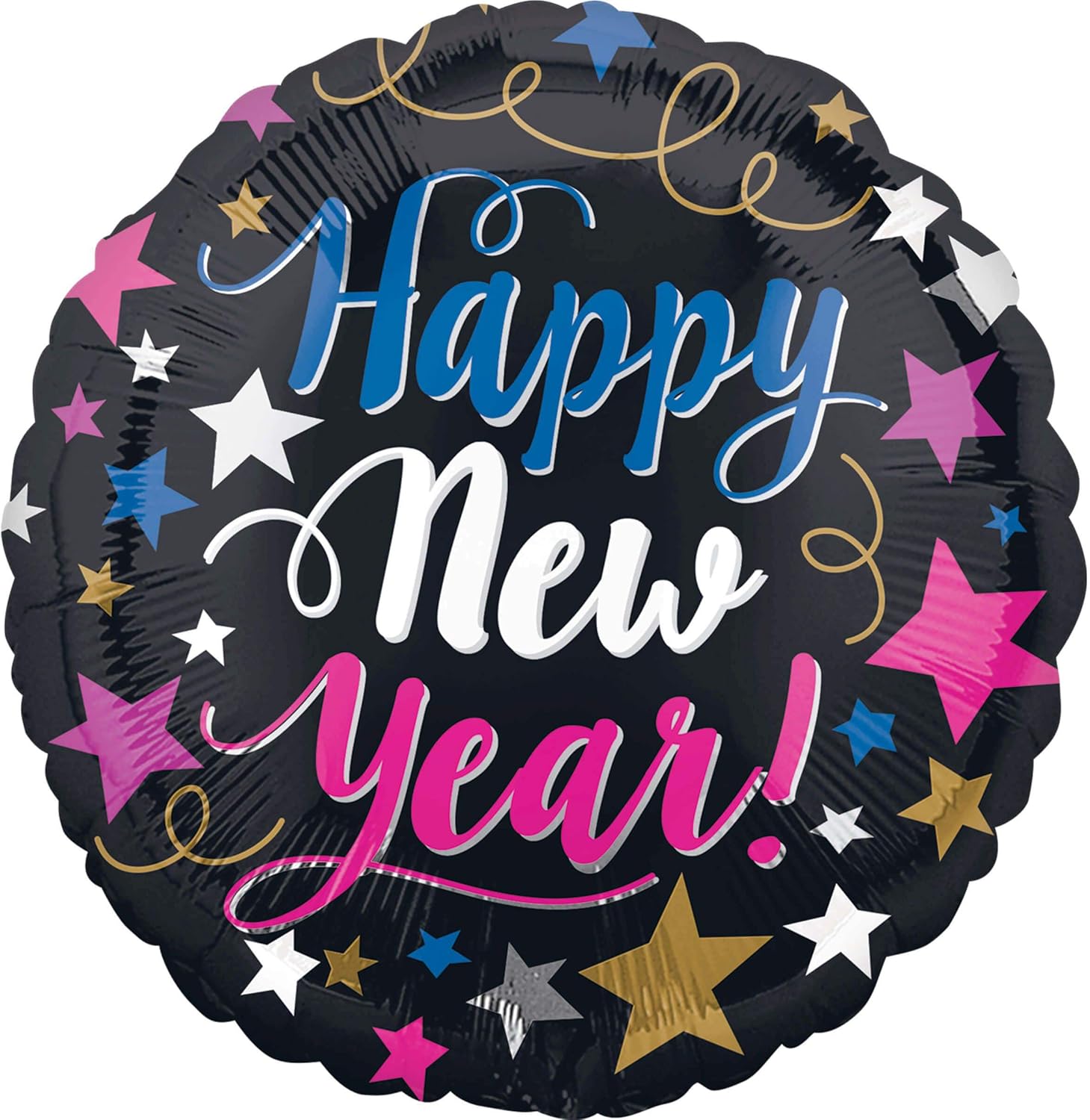 18'' Happy New Year Pink & Blue Foil Balloon