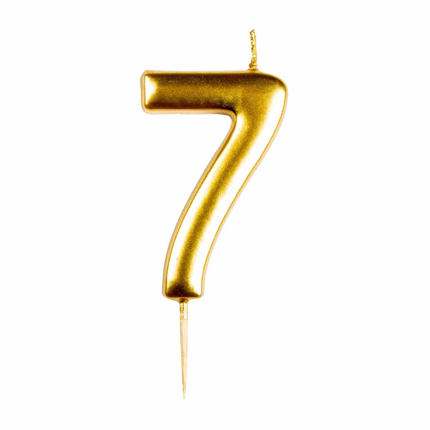 #7 Metallic Gold Finish Numerical Candles 6 cm