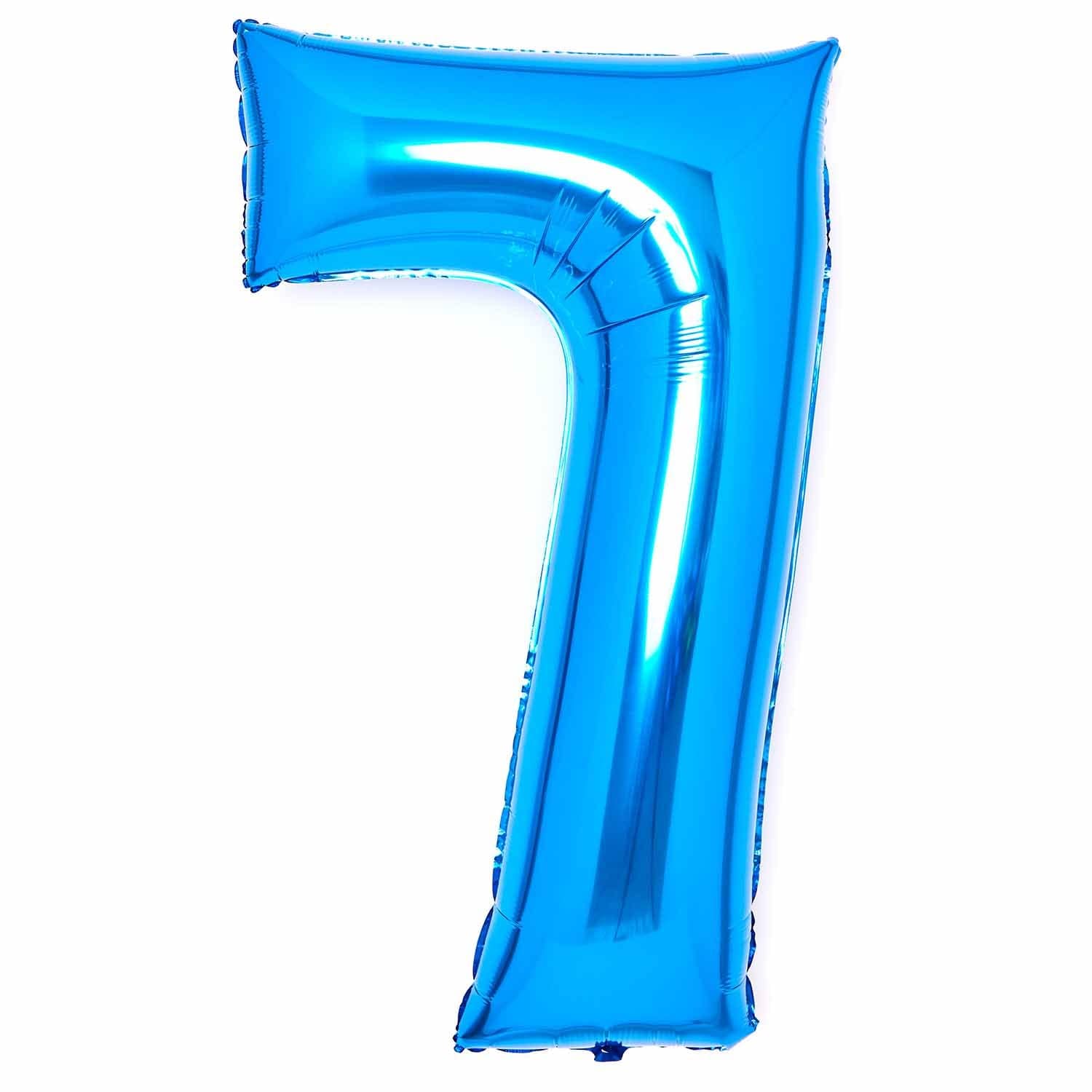 Blue Number 7 Foil Balloons 34"