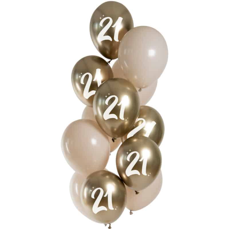 Golden Latte '21' Latex Balloons 12pk