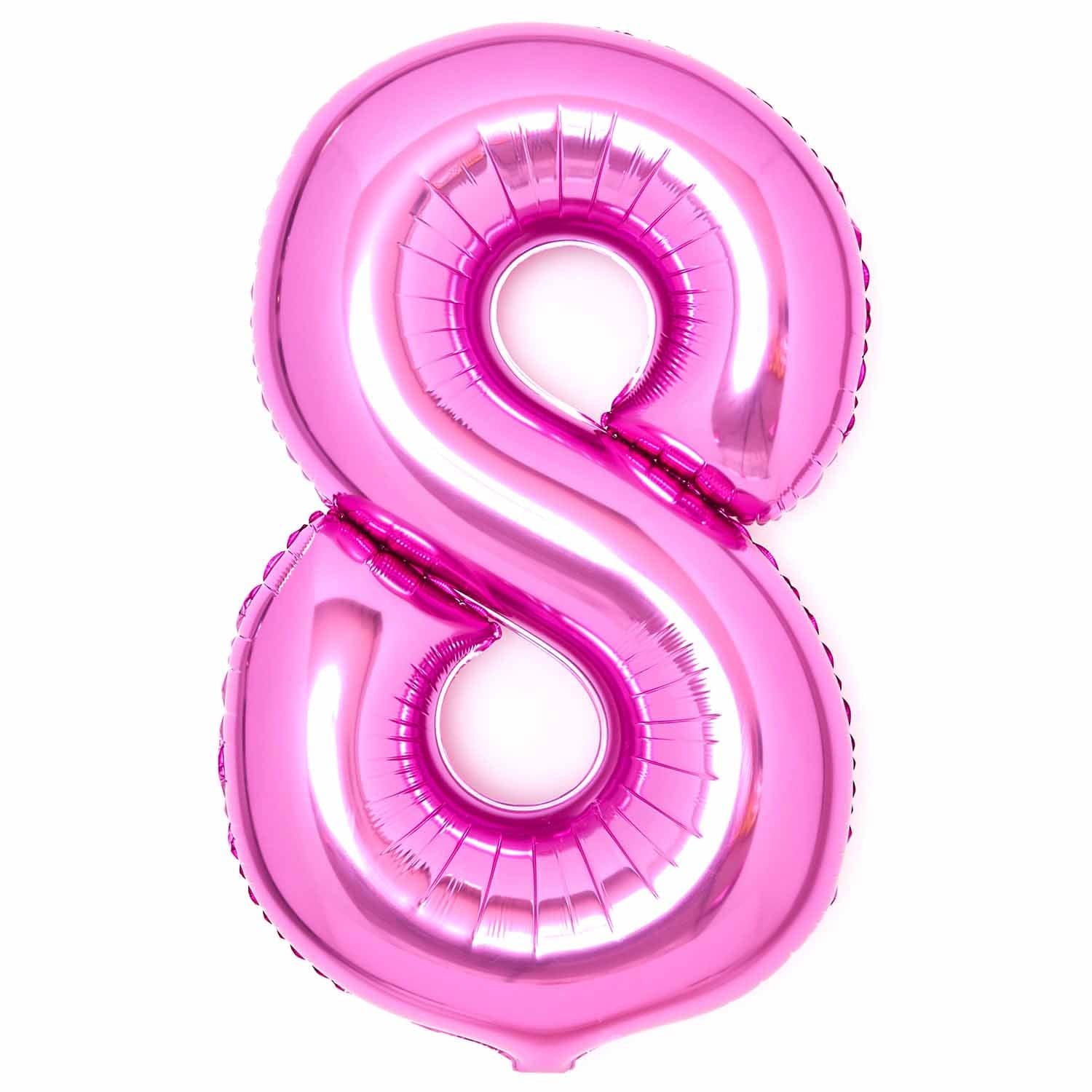 Pink Number 8 Foil Balloons 34"