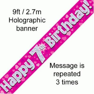 Foil Banner 7th Birthday Pink