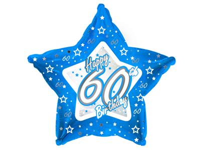 18'' Foil Blue Star Happy 60th Birthday