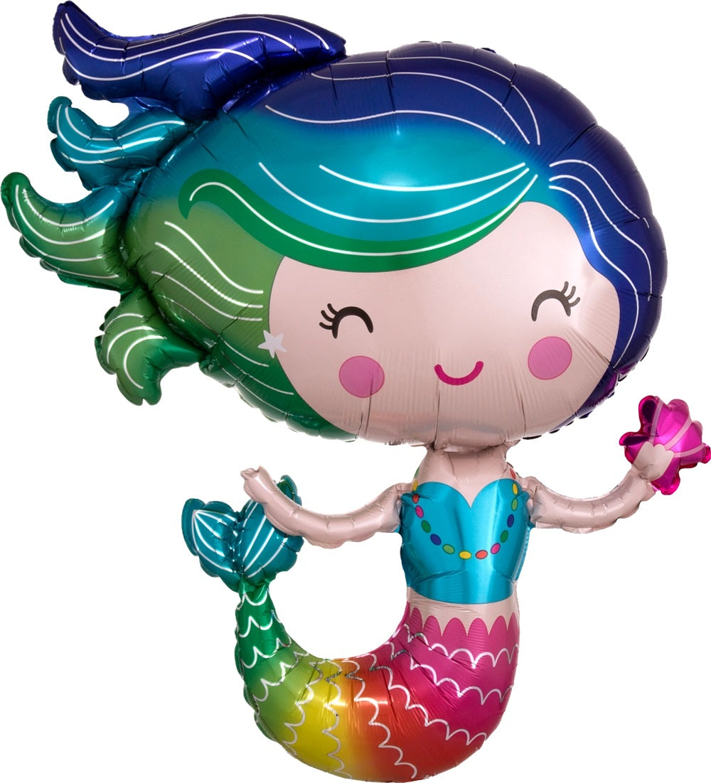30'' Colourful Mermaid Supershape Foil Balloon
