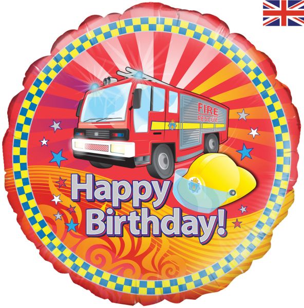 18'' Fire Engine Happy Birthday Foil Balloon