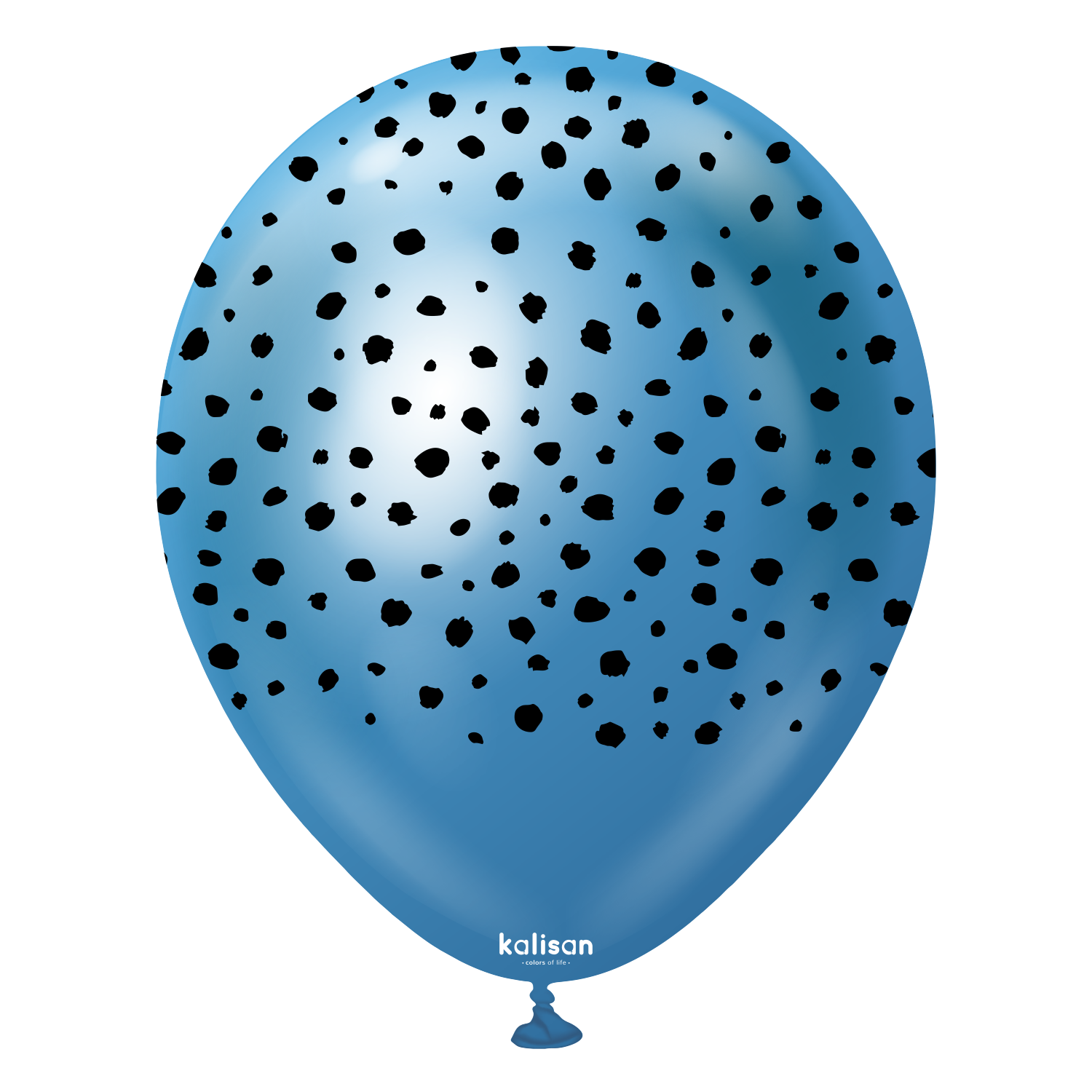 12" Mirror Blue (Black) Safari Cheetah Print Balloons (25pk)