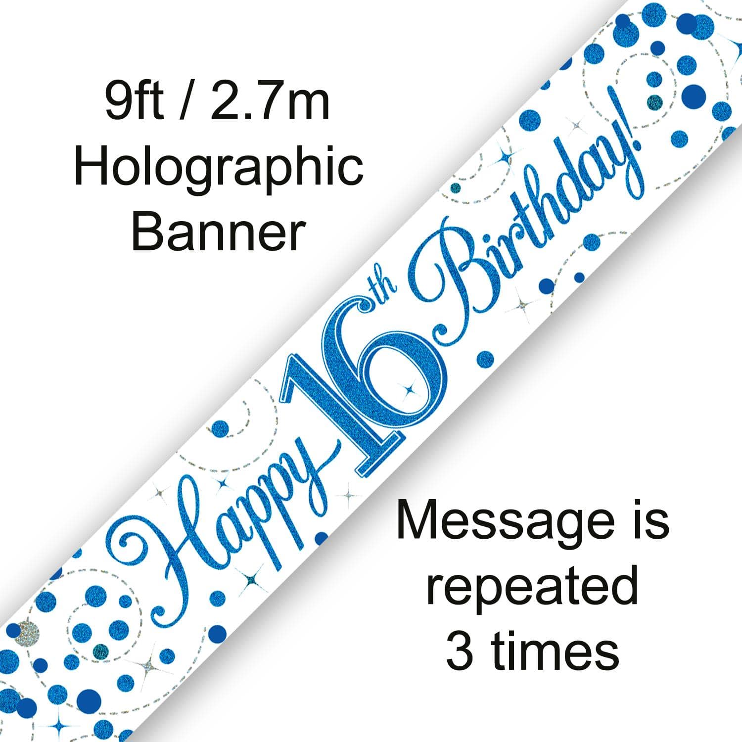 Happy 16th Birthday Blue Fizz 9ft Banner