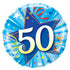 18'' 50th Birthday Shining Star Bright Blue Foil Balloon