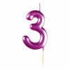 #3 Metallic Pink Finish Numerical Candles 6 cm