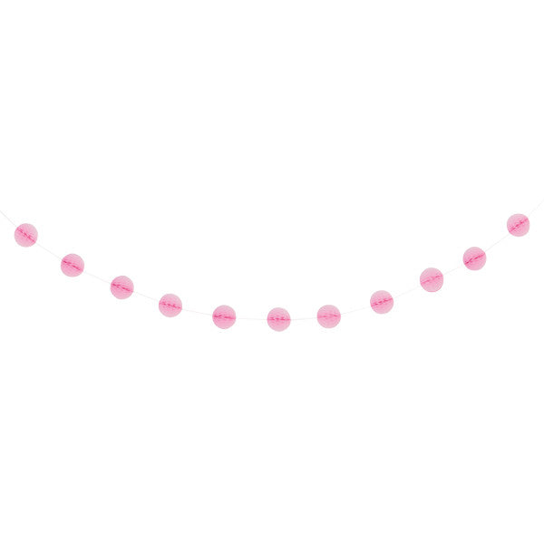 Lovely Pink Honeycomb Ball Garland, 7 ft