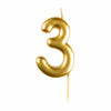 #3 Metallic Gold Finish Numerical Candles 6 cm