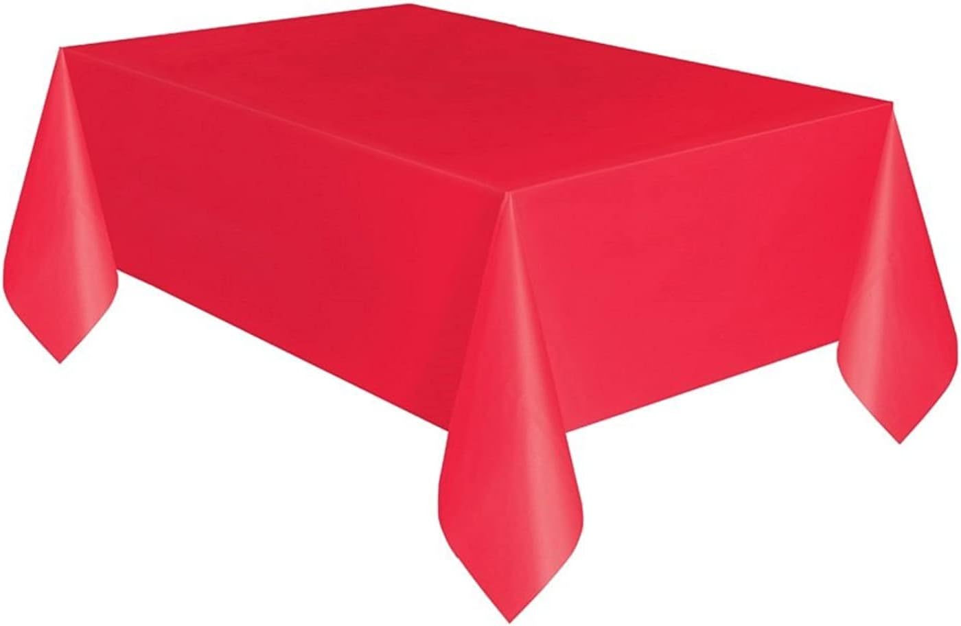 Red Solid Rectangular Plastic Table Cover  54" x 108" - Short Fold