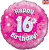 18'' FOIL HAPPY 16TH BIRTHDAY PINK