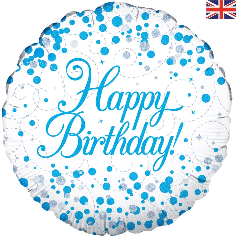 Happy Birthday Blue Sparkling Fizz 18" Foil Balloon