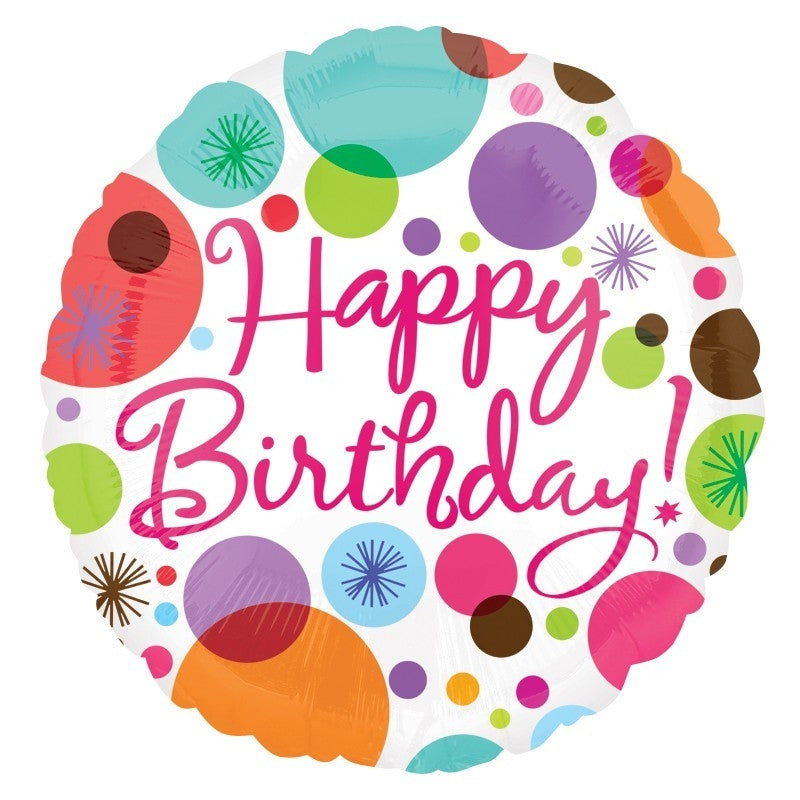 18''Happy Birthday Polka Dots Foil Balloon