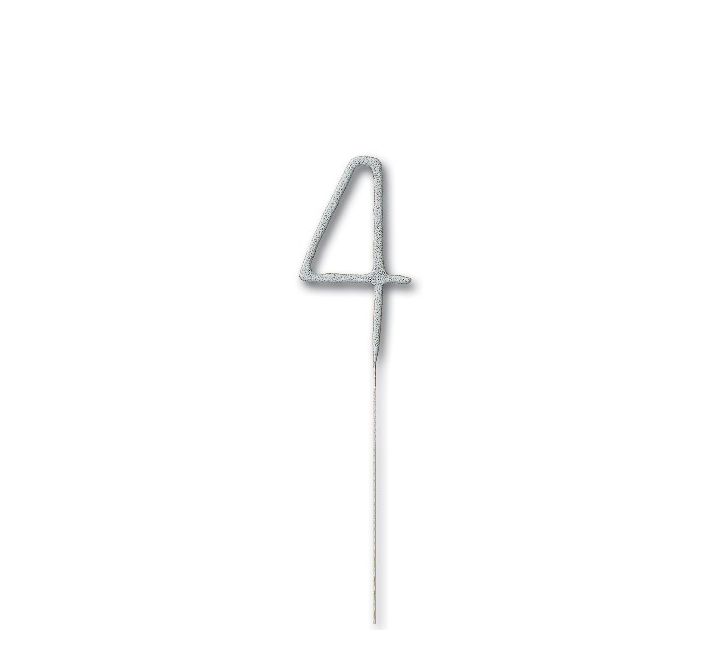 Birthday Silver Glitz Number 4 Sparkler 7