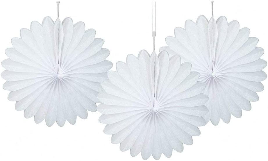 6'' WHITE FAN DECORATION 3PK