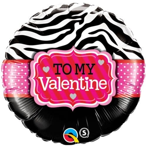 18'' Foil To My Valentine Zebra Stripes