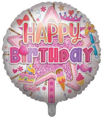 Jumbo Girly Happy Birthday Design Balloon 31"