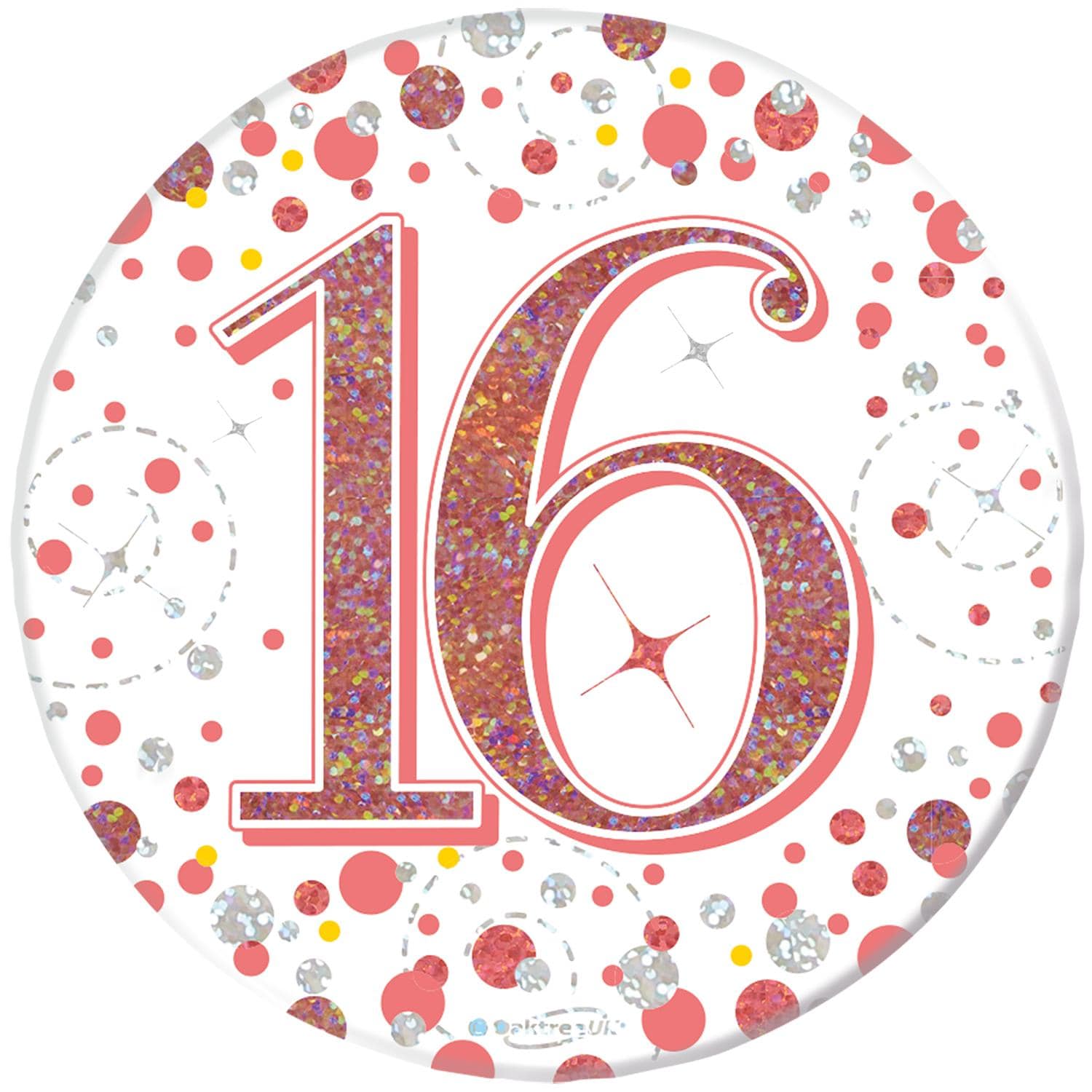 16th Birthday Sparkling Rose Gold Fizz Badge