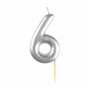 #6 Metallic Silver Finish Numerical Candles 6 cm