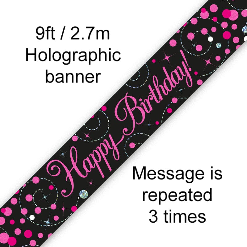 Happy Birthday Pink Fizz 9ft Banner