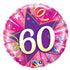 18'' 60th Birthday Shining Star Hot Pink Foil Balloon