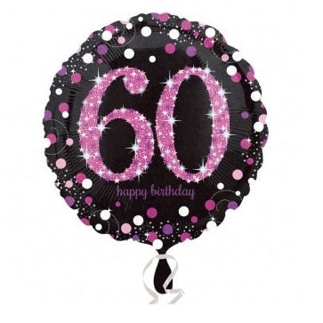 18'' BLACK & PINK SPARKLING 60TH FOIL