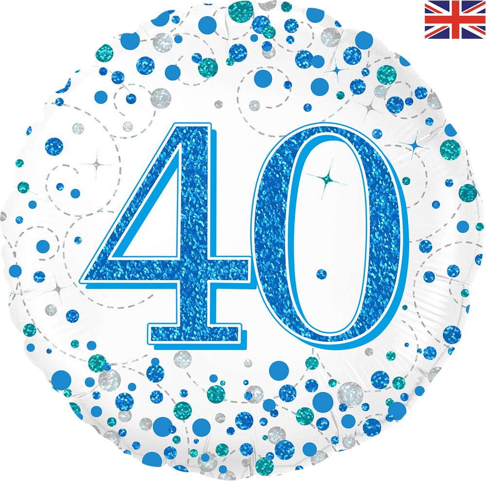 40th Birthday Blue Sparkling Fizz 18" Foil Balloon