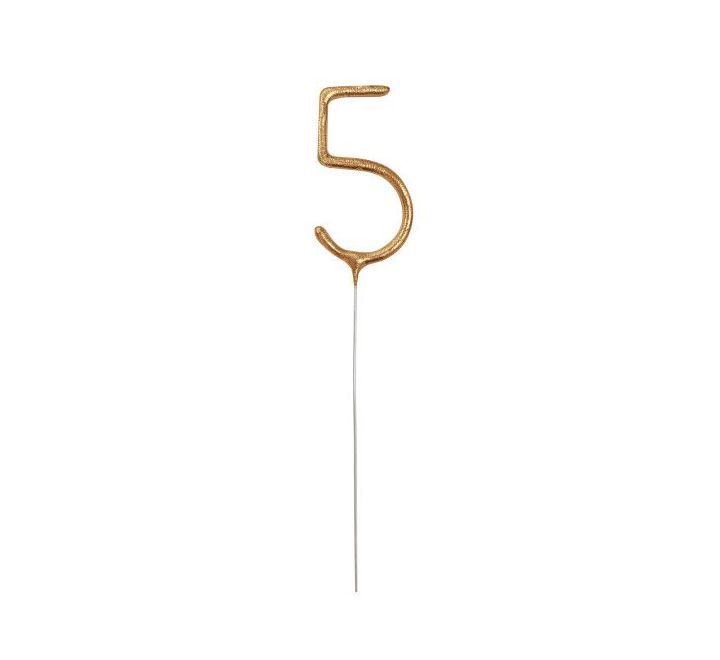 Birthday Gold Glitz Number 5 Sparkler 7"