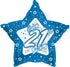 18'' Foil Blue Star Happy 21st Birthday