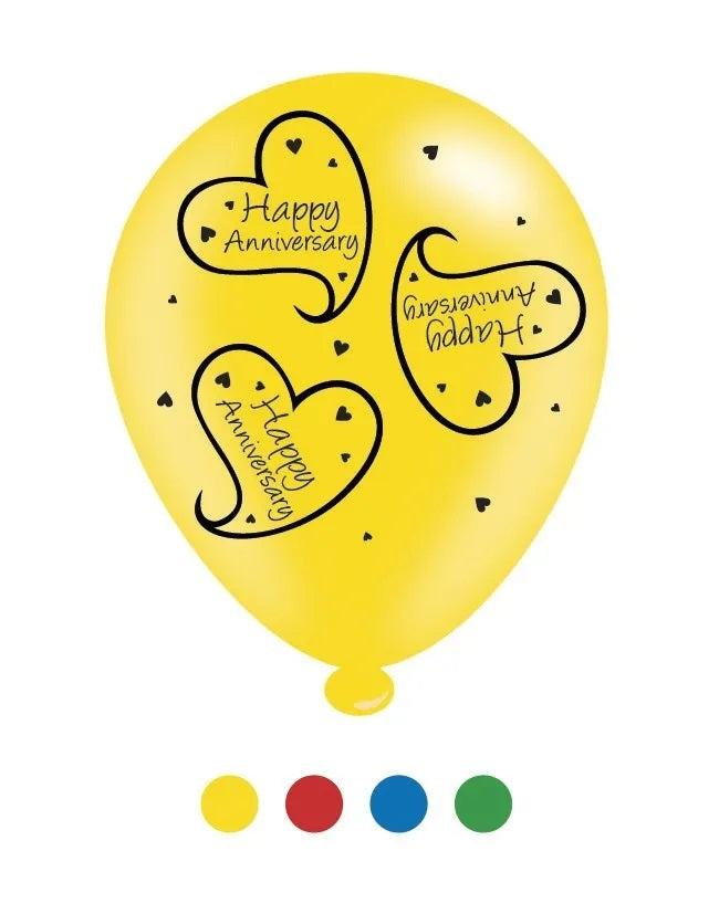 Assorted Happy Anniversary Latex Balloons 6pk