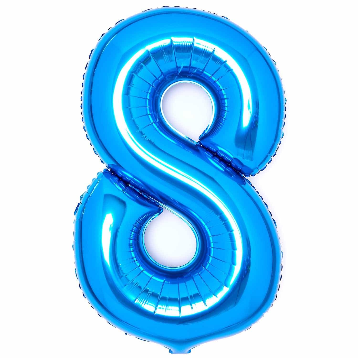 Blue Number 8 Foil Balloons 34"