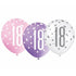 18th Pink Glitz Latex Balloons 6pk