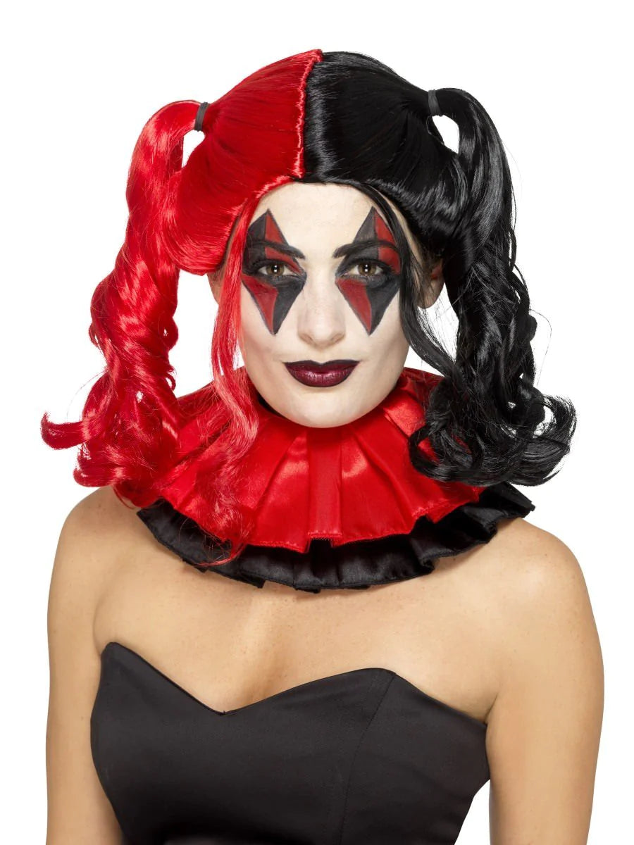 Twisted Harlequin Wig - Red & Black
