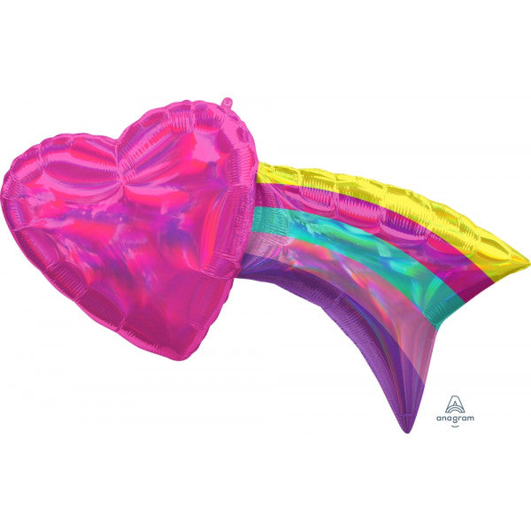 18'' Iridescent Heart With Rainbow SuperShape Balloon