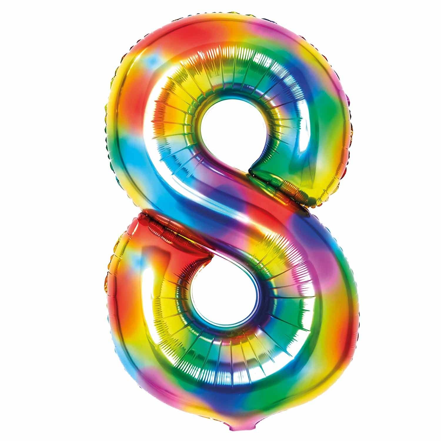 Bright Rainbow Number 8 Foil Balloons 34