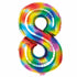 Bright Rainbow Number 8 Foil Balloons 34"