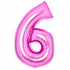 Pink Number 6 Foil Balloons 34"