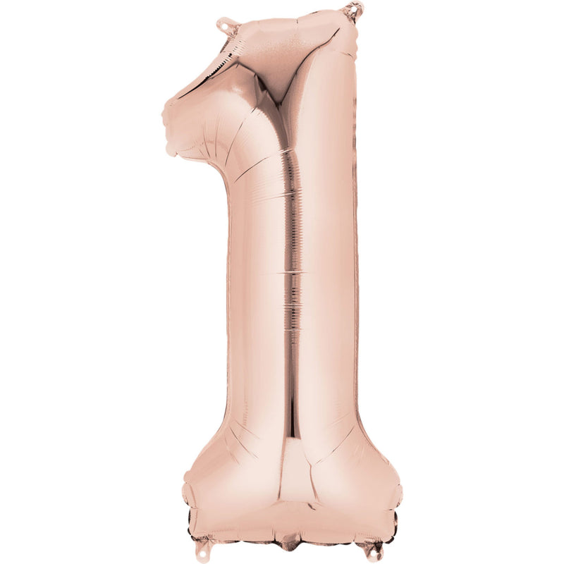 16'' Foil Number 1 - Rose Gold Packaged Air Fill (Anagram)