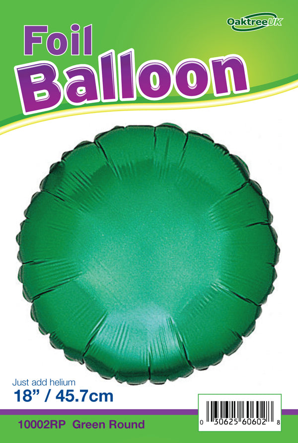 18'' PACKAGED ROUND GREEN FOIL BALLOON