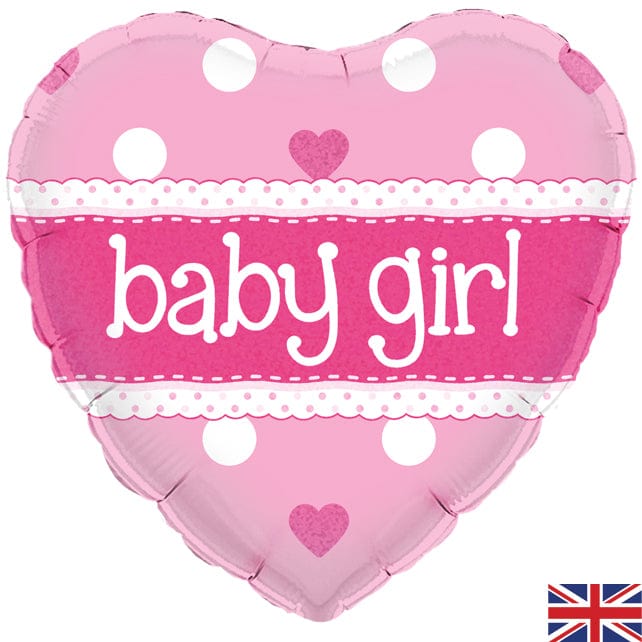 18" Baby Girl Heart Foil Balloon