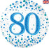 80th Birthday Blue Sparkling Fizz 18" Foil Balloon