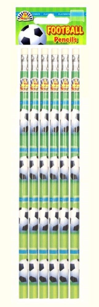 6 Football Pencils with Rubbers