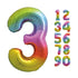 Rainbow Number 3 Shaped Foil Balloon 34'',