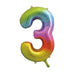 Rainbow Number 3 Shaped Foil Balloon 34'',