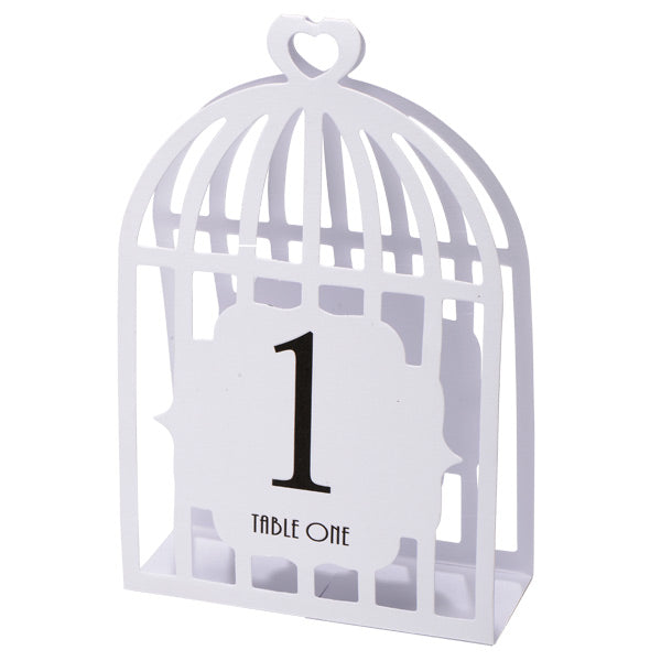 White Bird Cage Table Numbers 15pk