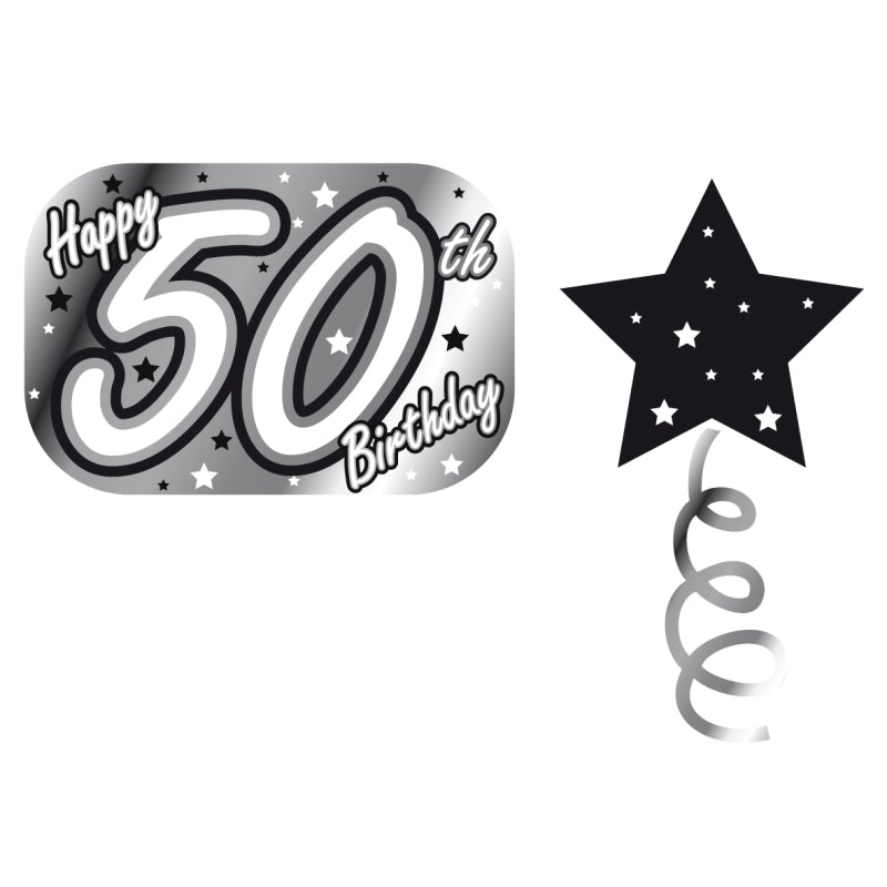 BLACK FOIL GARLAND HAPPY 50TH BIRTHDAY