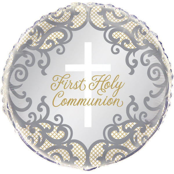 Fancy Gold Cross First Holy Communion Foil Balloon 18'' -