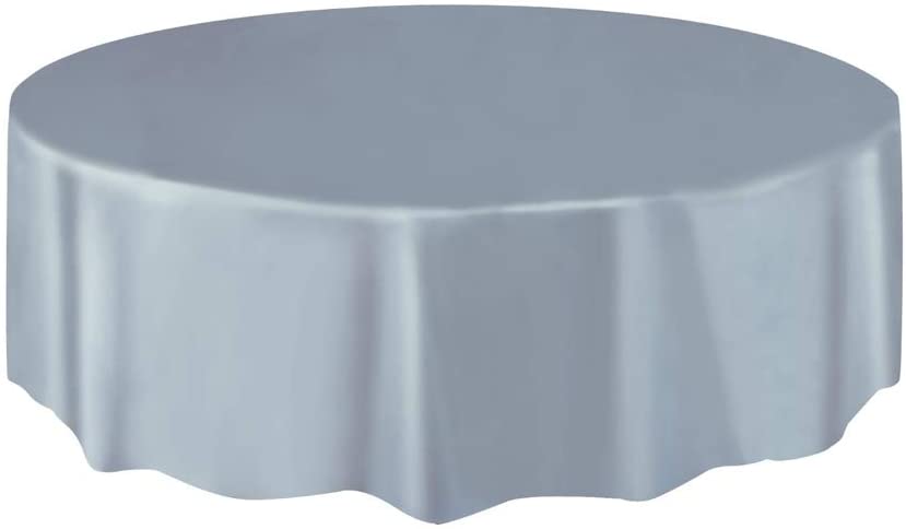 Round Silver Plastic Table Cover